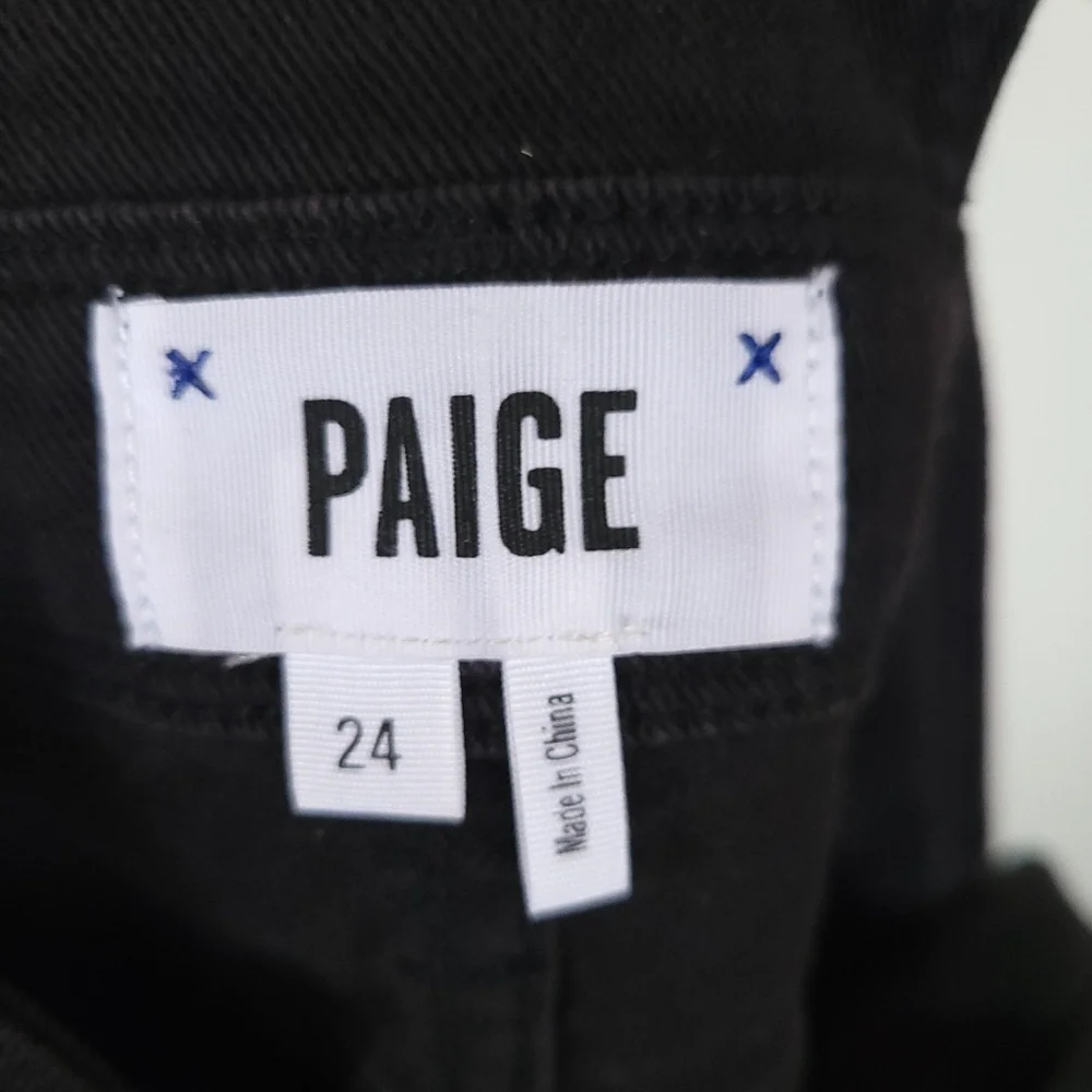 PAIGE Sierra High Waist Denim Overalls Vintage Black 24 ASO Olivia Palermo - Picture 15 of 16